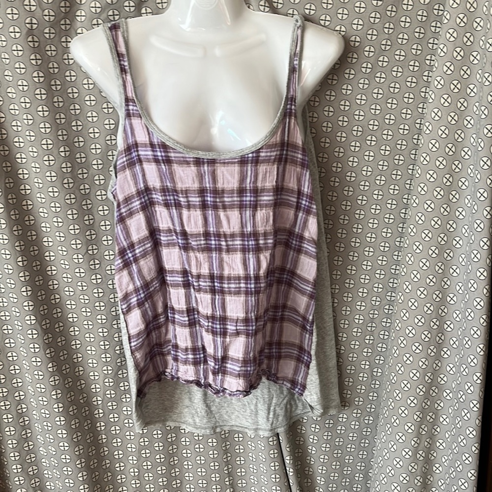 Michael Stars purple plaid tank OS